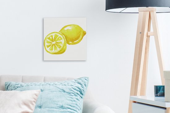 Toile Peinture Aquarelle - Citroen - Fruit - 20x20 cm - Décoration murale