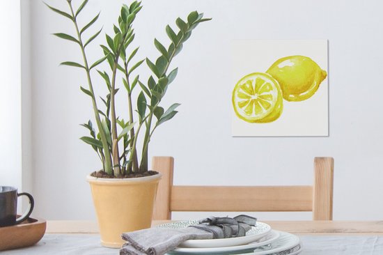 Toile Peinture Aquarelle - Citroen - Fruit - 20x20 cm - Décoration murale