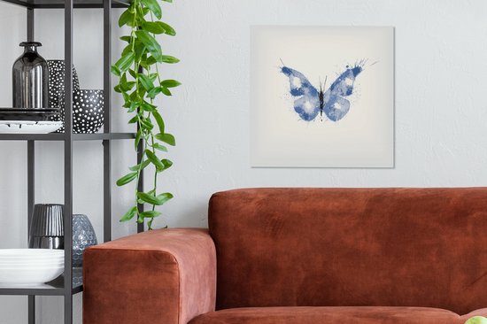 Une illustration d'une toile papillon bleu 50x50 cm - Tirage photo sur toile (Décoration murale salon / chambre) / Peintures sur toile animaux sauvages