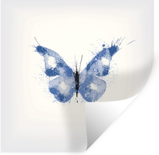 Muurstickers - Sticker Folie - Een illustratie van een blauwe vlinder - 30x30 cm - Plakfolie - Muurstickers Kinderkamer - Zelfklevend Behang - Zelfklevend behangpapier - Stickerfolie