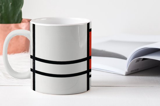 Mug - Tasse à café - Composition avec rouge et blanc - Piet Mondrian - Mugs - 350 ML - Tasse - Tasses à café - Tasse à thé - Décoration Sinterklaas - Cadeaux pour enfants - Chaussures cadeaux Sinterklaas