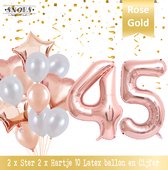 Cijfer Ballon 45 Jaar Rose Gold Pearl Boeket * Hoera 45 Jaar Verjaardag Decoratie Set van 15 Ballonnen * 80 cm Verjaardag Nummer Ballon * Snoes * Verjaardag Versiering * Kinderfeestje * Château Rose* Nummer Ballon 45 * Rose