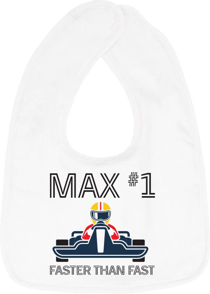 Goedkoopste Hospitrix Slabbetje met Tekst MAX 1 FASTER THAN FAST Wit - Cadeau Zwangerschap - Baby Kwijldoek - Kwijllap - Morslap - Bavette