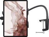 Shop4 - Samsung Galaxy Tab S8 Tafelhouder Flexibele Aluminium Nek Tablet houder Zwart
