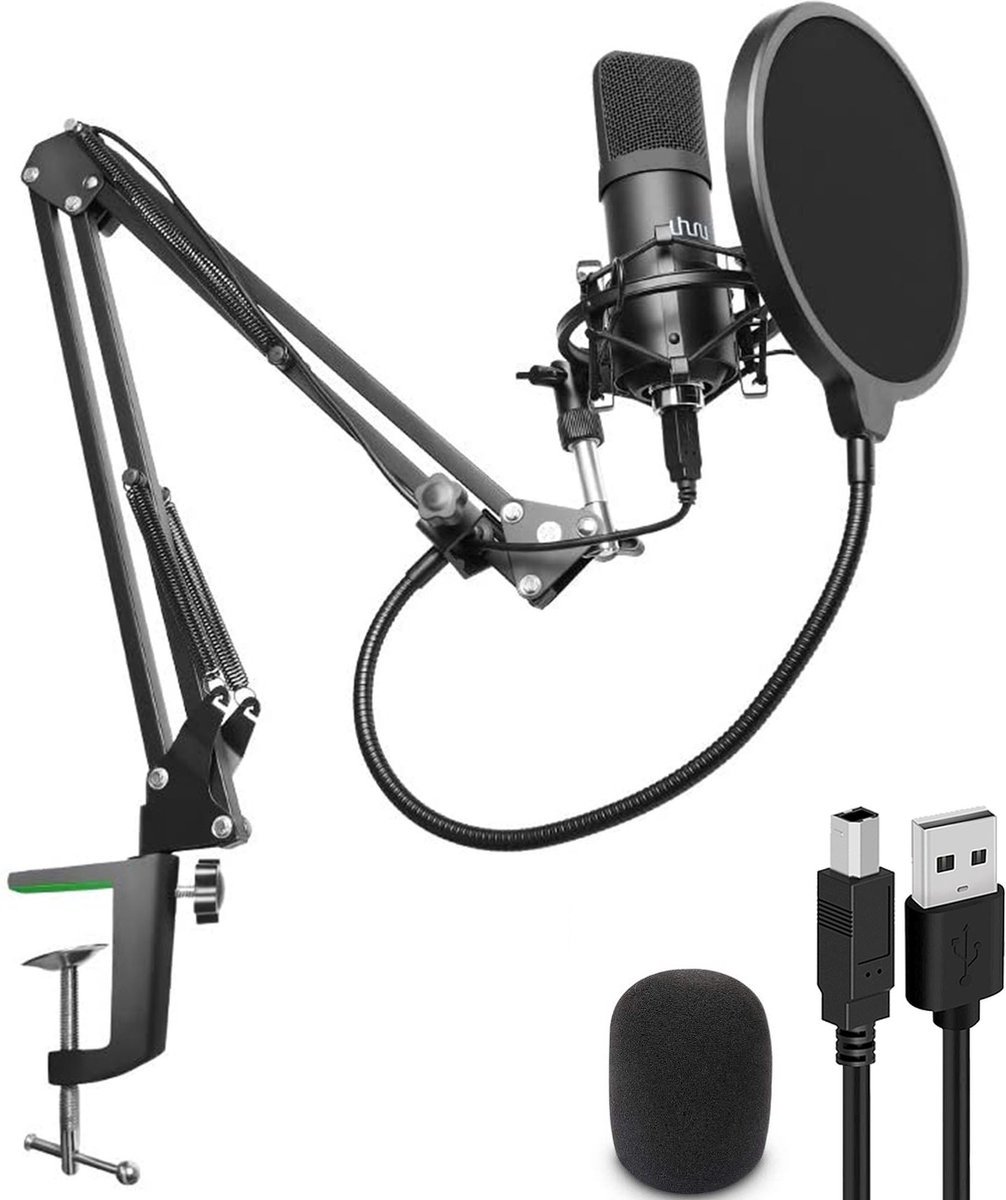 TRANSNECT® – USB Condensator Studio microfoon met Arm Schuimhoes -  Schokdemping... | bol.com