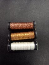 Kreinik metallics garen/ borduren 11 meter #4 per 3 stuks, 071 koper, 202hl goud, 032 ivoor