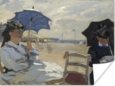 Poster Het strand van Trouville - Schilderij van Claude Monet - 40x30 cm