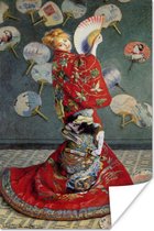 Poster Camille Monet in Japans kostuum - Schilderij van Claude Monet - 20x30 cm