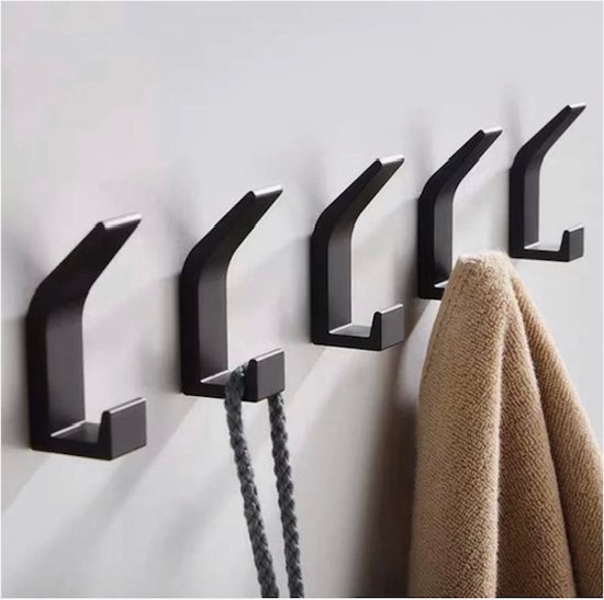 CANGCANG Set Van 4 Wandhaken Zwart - Stevige Garderobehaken Voor Badkamer, Keuken En Garderobe