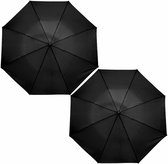 2x stuks kleine opvouwbare/inklapbare paraplus zwart 93 cm diameter - Regenbescherming