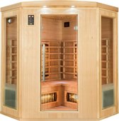 Sauna infrarouge (sauna d'angle) - Appolon 3C - 3 à 4 personnes - Bois d'épicéa canadien - Éclairage LED - Connexion musicale - Et plus
