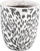 PTMD Pantera Ronde Bloempot - H17,5 x Ø15 cm - Geglazuurd Keramiek - Wit