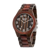 GreenTime houten horloge  ZW021P - 45 mm - 100% FSC hout - 24 maanden garantie op het uurwerk - Handgemaakt black & red sandalwood
