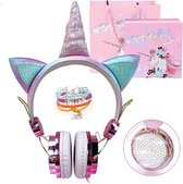 Eenhoorn Koptelefoon Kinderen - Roze Unicorn - Draadloos - Glitter Koptelefoons - Gehoorbescherming - Verstelbaar - Bluetooth - Microfoon