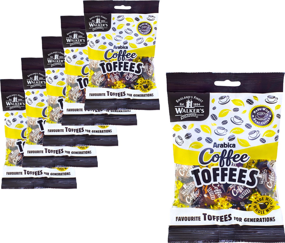 6 zakken Walkers Coffee Toffees á 150 gram Voordeelverpakking