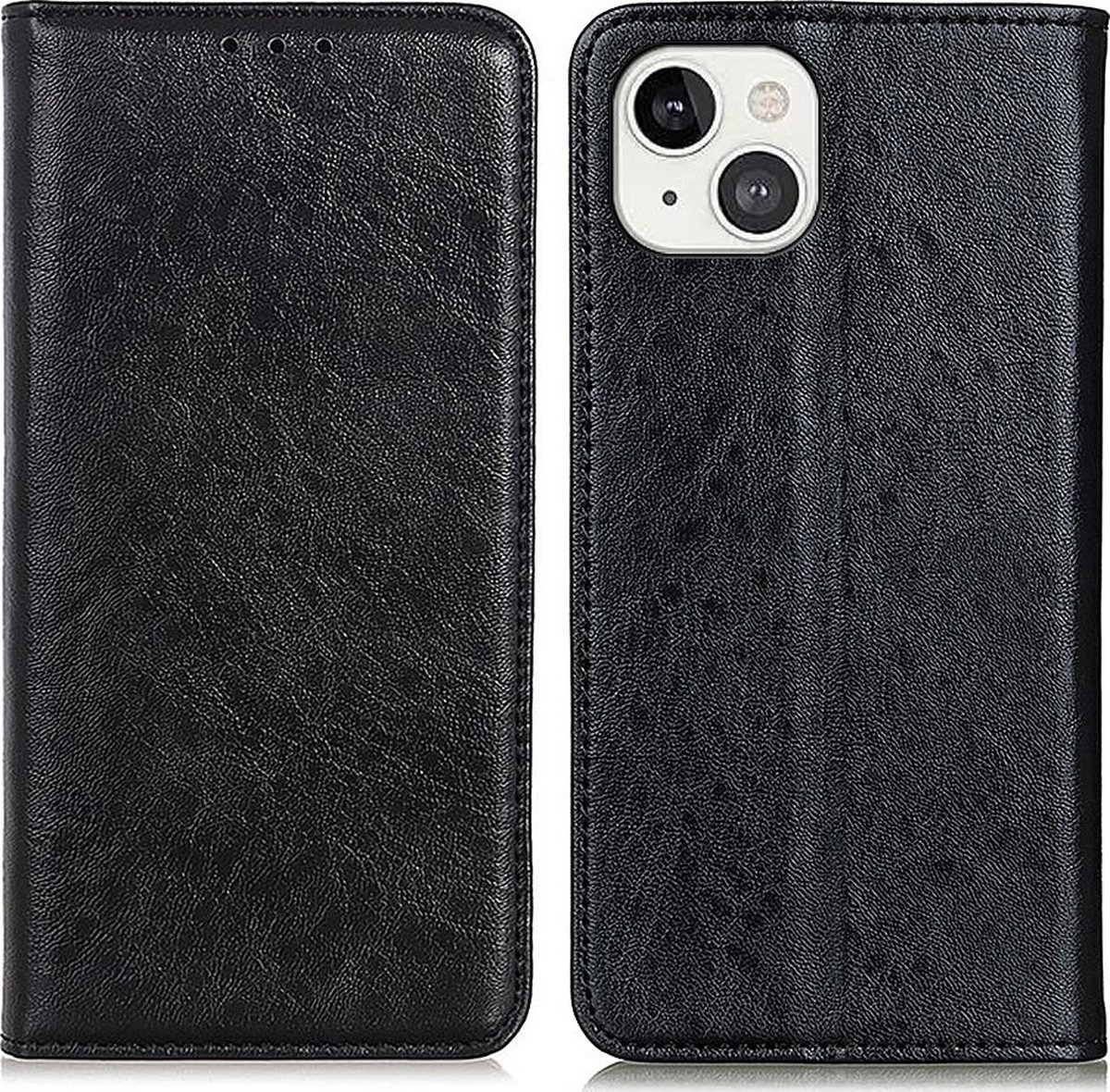 Mobigear Telefoonhoesje geschikt voor Apple iPhone 13 Hoesje | Mobigear Classic Elegance Bookcase Portemonnee | Pasjeshouder voor 2 Pasjes | Telefoonhoesje voor Pinpas / OV Kaart / Rijbewijs - Zwart