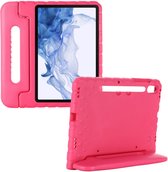 Samsung Galaxy Tab S8 hoes Kinderen - 11 inch - Kids proof back cover - Draagbare tablet kinderhoes met handvat – Roze