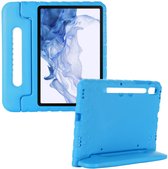 Hoes Geschikt voor Samsung Galaxy Tab S8 Kinderen - 11 inch - Kids proof back cover - Draagbare tablet kinderhoes met handvat – Blauw
