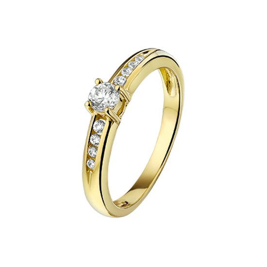 The Jewelry Collection Ring Zirkonia - Geelgoud (14 Krt.)