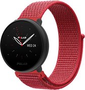 Nylon Smartwatch bandje - Geschikt voor  Polar Ignite 2 nylon band - rood - Strap-it Horlogeband / Polsband / Armband