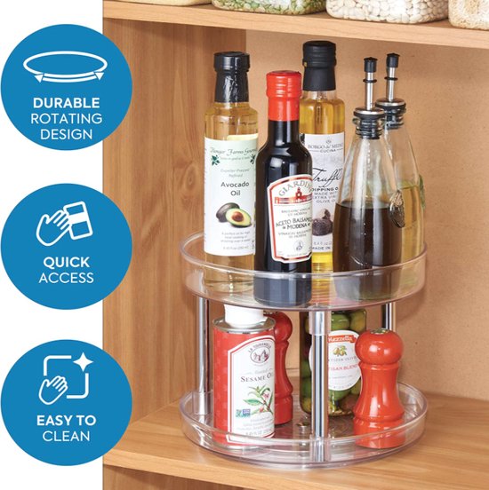 Étagère À Épices À Plateau Tournant À 2 Niveaux, Plateau De Rangement À
