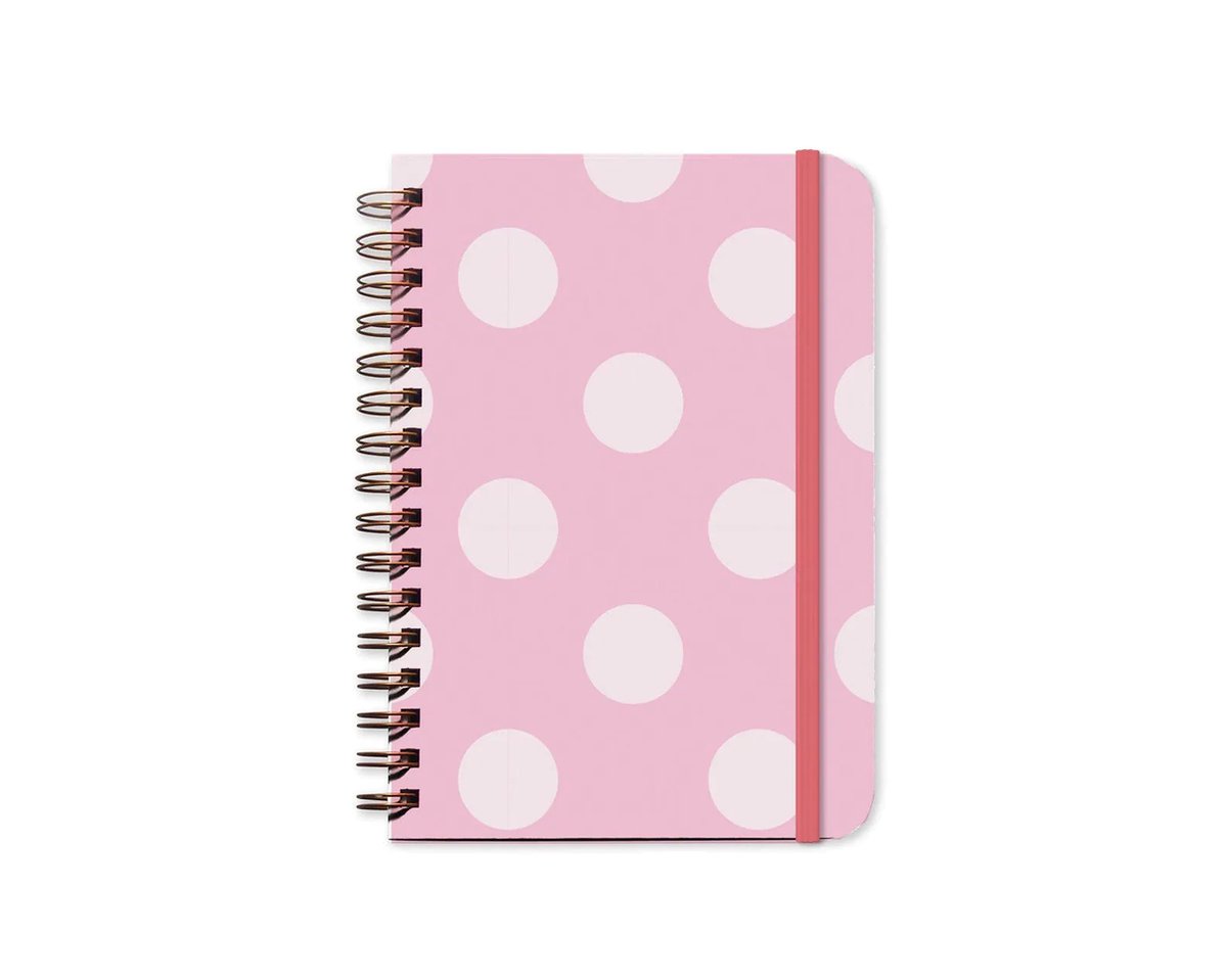 Polka Dot Weekly Planner - Pink Polka Dot Ongedateerde Planner - Pink Weekly Diary - A5 Size - Hardcover - Spiral Bound -2 Pagina's Planner - Stickers