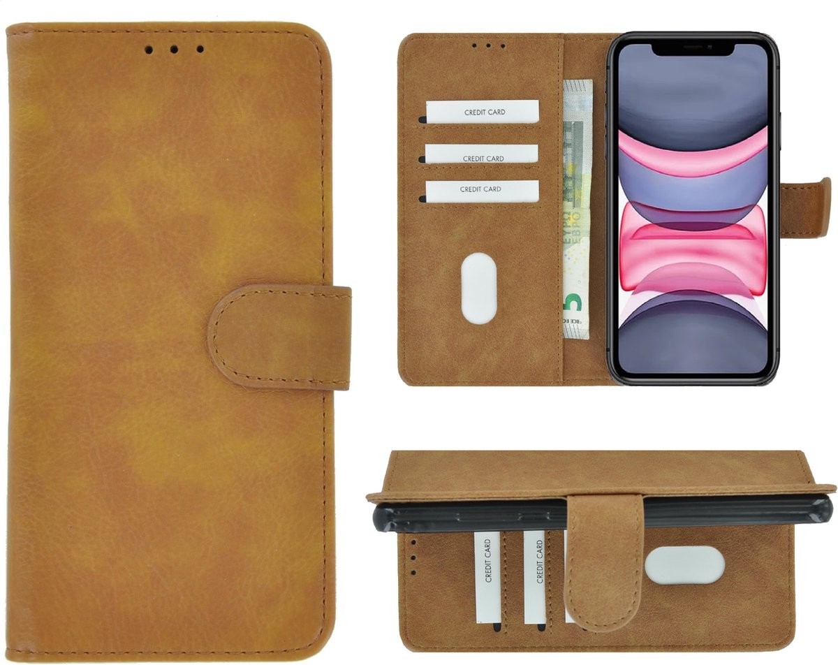 Hoesje Geschikt voor iPhone 11 Pro Max - iPhone 11 Pro Max Book Case Wallet Bruin Cover