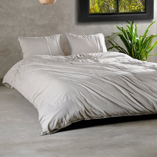 Charm & Co Stone washed - Dekbedovertrek - 100% Zacht Katoen - Tweepersoons - 200 x 200/220 - Grijs van Merkloos — afbeelding 2