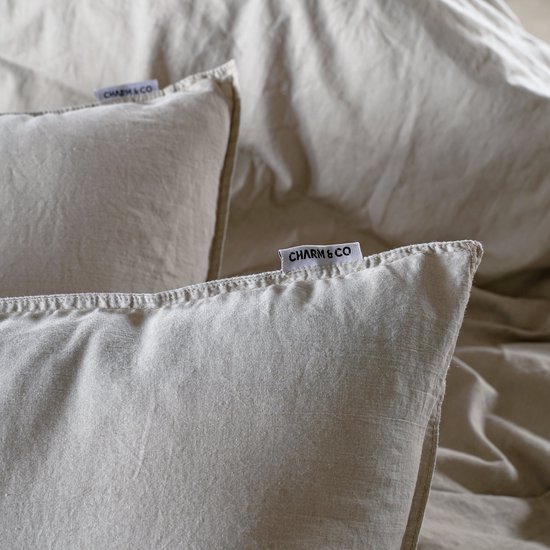 Charm & Co Stone washed - Dekbedovertrek - 100% Zacht Katoen - Tweepersoons - 200 x 200/220 - Grijs van Merkloos — afbeelding 3
