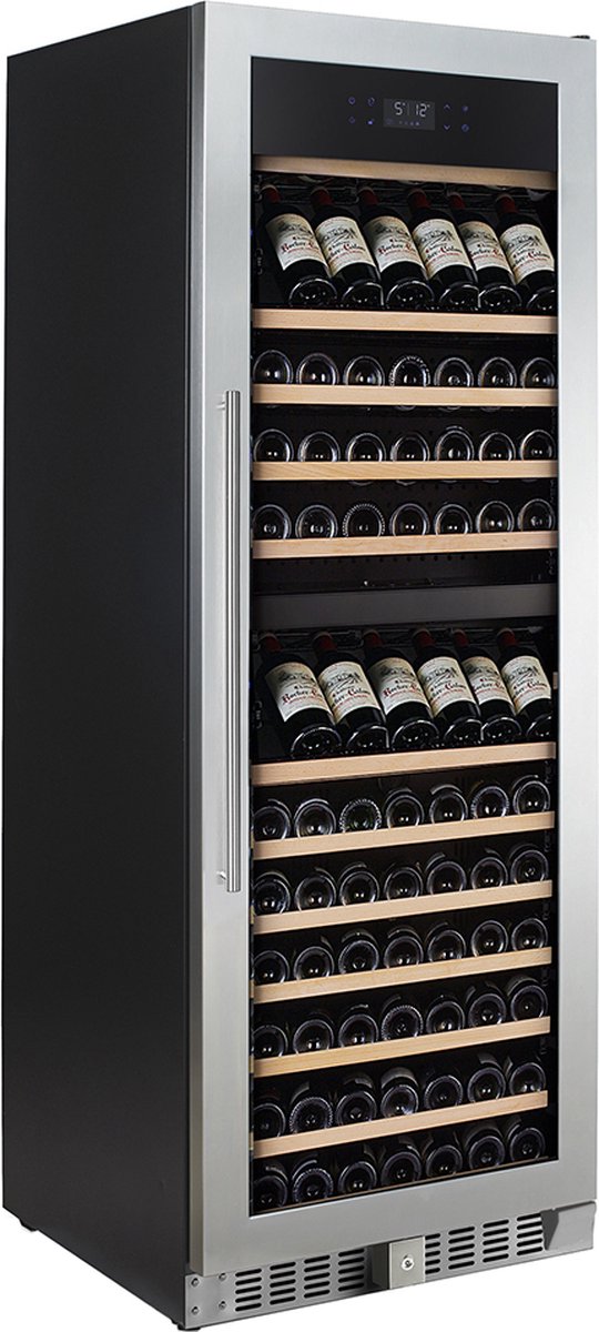 Bol.com Temptech - Elegance Wijnkoelkast 2 Zones 150 Flessen Greeploos - Aluminium - Zilver aanbieding