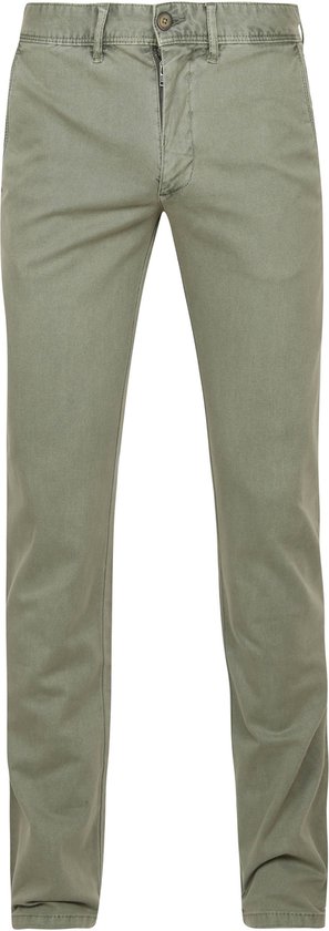 Suitable - Chino Sartre Oxford Olijfgroen - Slim-fit - Chino Heren maat 26