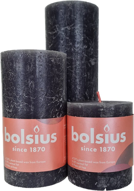 Bolsius Kaarsen - Rustieke Stompkaarsen Set - Grijs | Voordeelset
