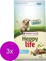 Happy Life Junior Kip - Hondenvoer - 3 x 3 kg