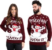 Foute Kersttrui voor Dames & Heren - I'm Sexy And I Snow It - Kerst trui Rood voor Mannen & Vrouwen Maat S - Unisex