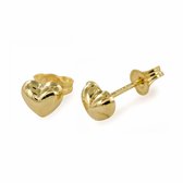 New Bling 9NBG-0404 Gouden Oorknopjes - Dames - Hartjes - Glad -  4,7 x 5,4  mm - 14 Karaat - Goud