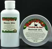 Neemolie 100ml en Neemzalf 100ml - Set Pure Neem olie 100ml en Zalf met Neemolie, Neemzalf 100ml Blik