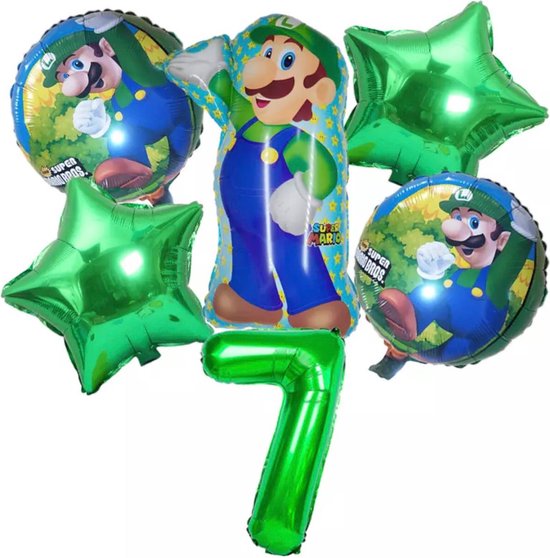 Super Mario Ballon Set Cartoons Folie Ballon Verjaardag Partij Decoratie Kinderen Speelgoed Set 6 delig Nummer 7