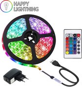 Happy Lightning® - Bluetooth RGB LED strip 5050 SMD met IR Afstandsbediening 24 knoppen - DC12V - App-bediening - 10m