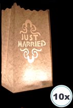 10 x Candlebag Just Married,  papieren windlicht, candle bag, candlebags,  theelicht, Volanterna®