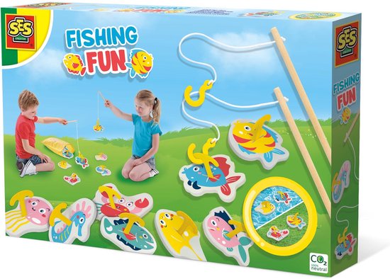Afbeelding van het spel SES - Vissen vangen - op de grond of in het water - inclusief hengels, vissen en handige bewaartas