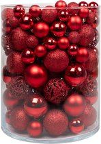 Kerstballen Plastic – OP=OP - Kerstversiering Rood - Kerstbal Set 100 Stuks - Voor Een Stijlvolle Kerstboom