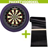 Winmau Blade 6 Triple Core + Rubberen Dartmat 60*300 incl Oche + Dartbordverlichting Basic (Paars)