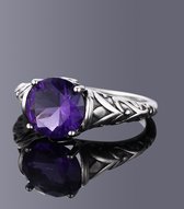 Zilveren ring Queens fantasy purple