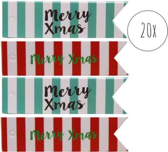 Foto: Kerstcadeau naam labels cadeaulabels kerstmis kado gift tags merry xmas 20 stuks