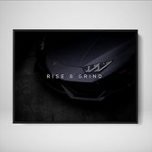 DEVICI Ingelijste Motiverende Wanddecoratie - Muurdecoratie -  Rise & Grind - Ingelijste Canvas Wall Art Ingelijste Wanddecoratie Kantoor Ingelijste Kunstposters & Kunstprints