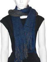 Behave sjaal - warme gebreide sjaal blauw bruin