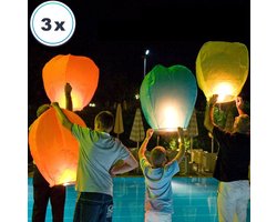 3 x Grote Gekleurde Wensballonnen vliegende papieren lantaarns ufo ballon wens ballon wensballon: VOLANTERNA®