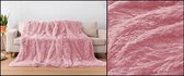 Mega mooi en groot bedsprei-plaid- fluffy bont langharig roze 160x200 cm. 100% microvezel. lekker warm voor in de winter. Verkrijgbaar in 3 kleuren. Ook verkrijgbaar in diverse kle