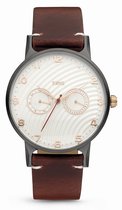 KRNS Aeon GTS-G-GUVH64 - Horloge - Analoog - Heren - Mannen - Leren band - Bruin - Grijs - Wit - Rosékleurig