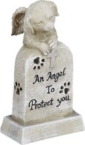 chien de pierre commémorative relaxdays - extérieur - chiens de pierre commémorative - décoration de pierre tombale - ange